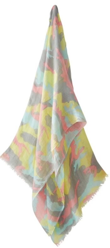 Aria Linen Scarf-pastel camouflage print 