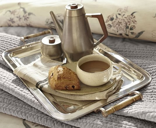 silver breakfast tray