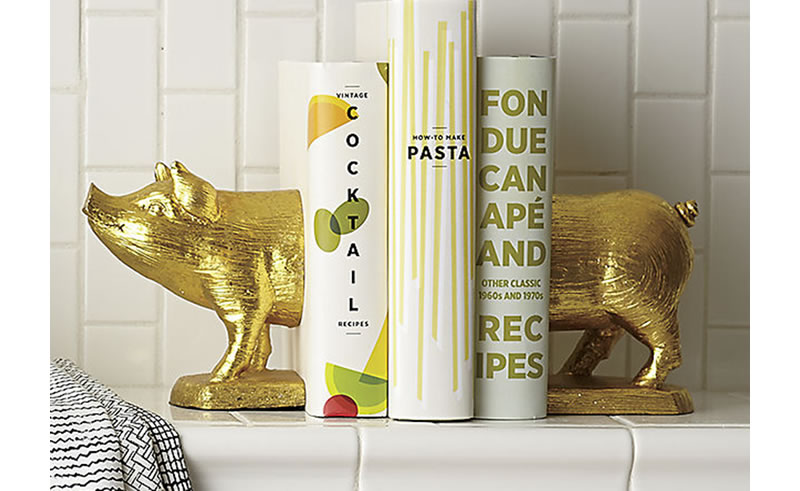 Gold Pig Bookends