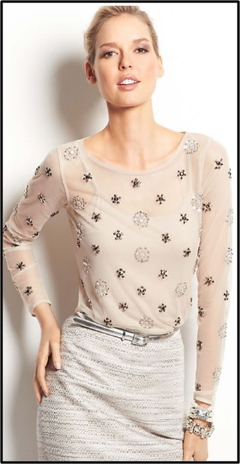 Beaded Sequin Mesh Top