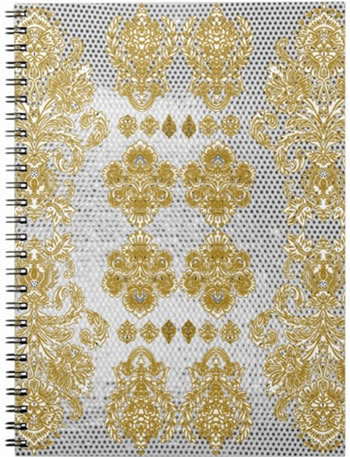 Damask Gold on Metallic Gray Notebook  