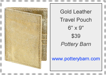 Gold Leather Travel Pouch