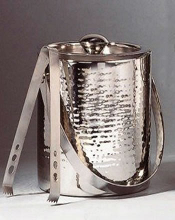 Hammered 6” Stainless Ice Bucket w/tongs