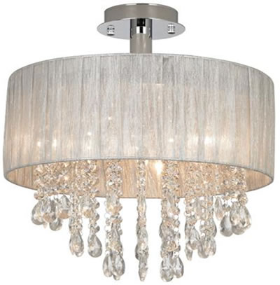 Possini Euro Jolie Sheer Silver Shade Crystal Ceiling Light