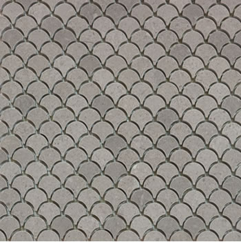 Gray Limestone Fan-Shaped Mosaic Tile 