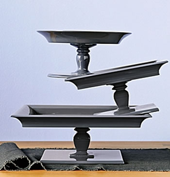 Square Pedestal Trays in Pewter
