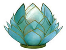 Full Bloom Capiz Lotus Candle Holders: 