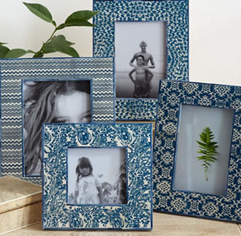Blue Batik Print Picture Frames