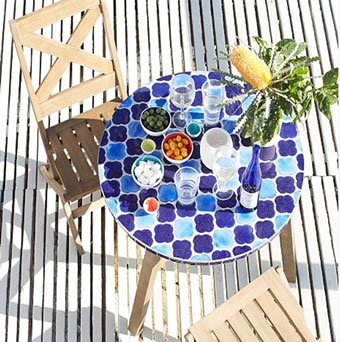 Mosaic Tile Bistro table with Driftwood Base 